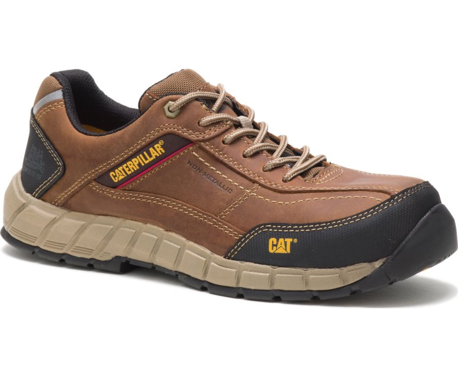 Caterpillar Streamline Deri Composite Burunlu İş Shoe Spor Ayakkabı Erkek Kahverengi | 9ZFOGD