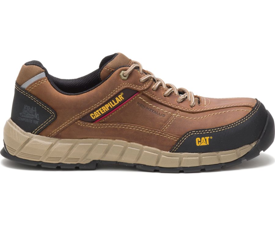 Caterpillar Streamline Deri Composite Burunlu İş Shoe Spor Ayakkabı Erkek Kahverengi | 9ZFOGD